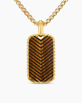 Chevron Tag in 18K Yellow Gold with Tiger's Eye, 34mm